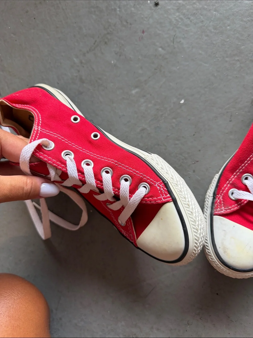 Converse Kids Low Top Canvas Sneakers - Red with White Trim